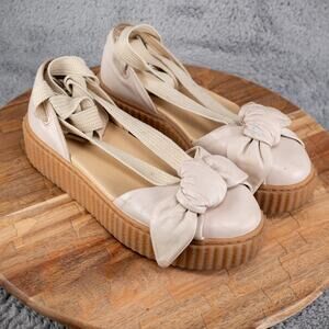 Puma Fenty Beige Creeper Bow Tie Casual Platform Sandal Shoes 8